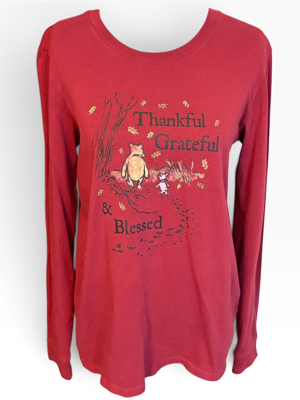 Life is Good Winnie the Pooh Red Long Sleeve Graphic Tee Size M